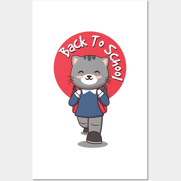 Back To School Cat Wall Art by Luna Illustration